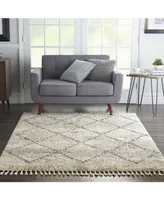 Nourison Home Oslo Shag OSL01 Ivory and Gray 5'3" x 7'9" Area Rug