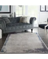 Nourison Home Etchings ETC01 Gray and Navy 4' x 6' Area Rug