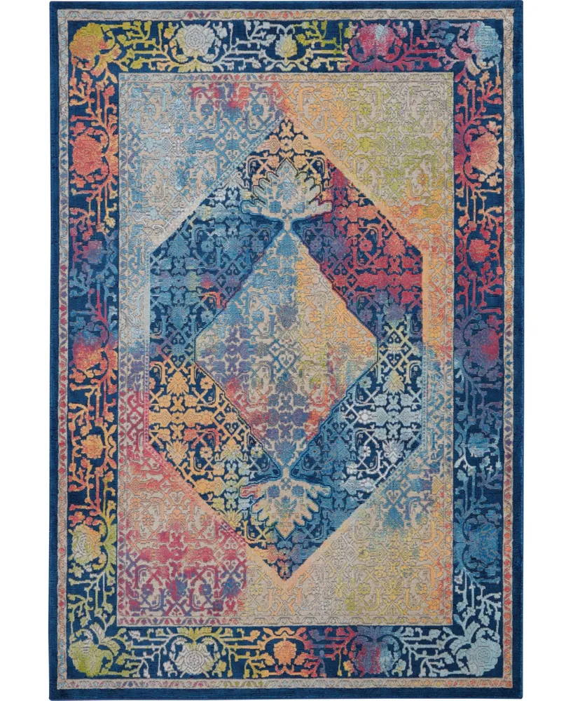 Nourison Home Ankara Global ANR04 Blue and Multi 5'3" x 7'6" Area Rug