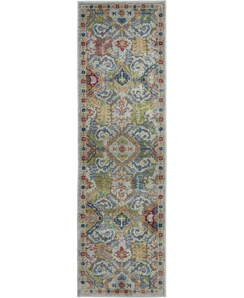 Nourison Home Ankara Global ANR12 Gray and Multi 2' x 6' Runner Rug