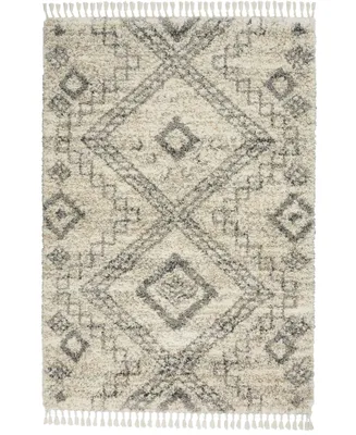 Nourison Home Oslo Shag OSL02 Ivory and Gray 5'3" x 7'9" Area Rug