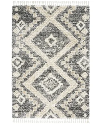 Nourison Home Oslo Shag OSL02 Gray and Ivory 4' x 6' Area Rug