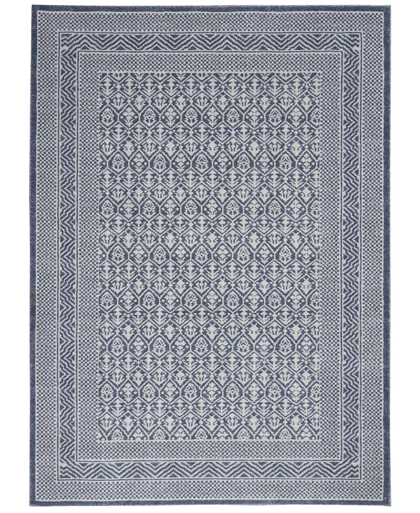 Nourison Home Palermo PMR01 Blue and Gray 5'3" x 7'3" Area Rug