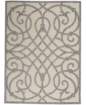 Nourison Home Cozumel CZM04 Cream and Gray 4' x 6' Outdoor Area Rug