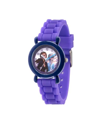 Disney Frozen 2 Elsa, Anna Girls' Blue Plastic Time Teacher Watch 32mm