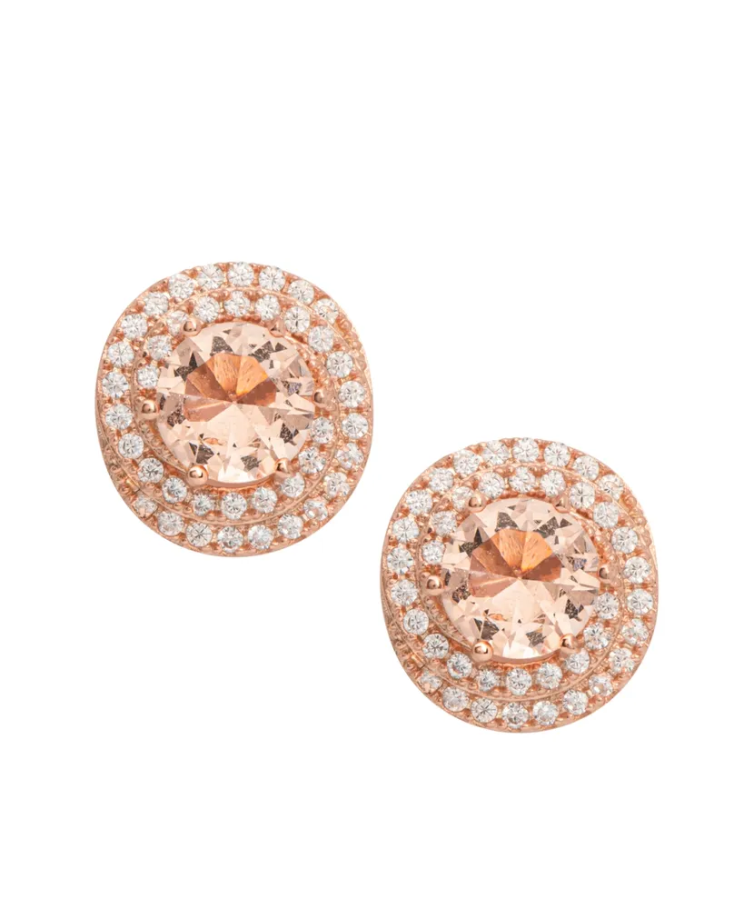 Rose Gold Plated Simulated Morganite Love Knot Stud Earrings