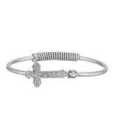 2028 Silver-Tone Cross Hinge Bangle Bracelet