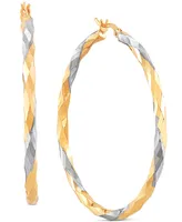 Medium Two-Tone Twist Earrings in 14k Gold & White Rhodium-Plate - Two