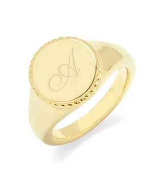 brook & york Charlie Initial Signet Gold-Plated Ring