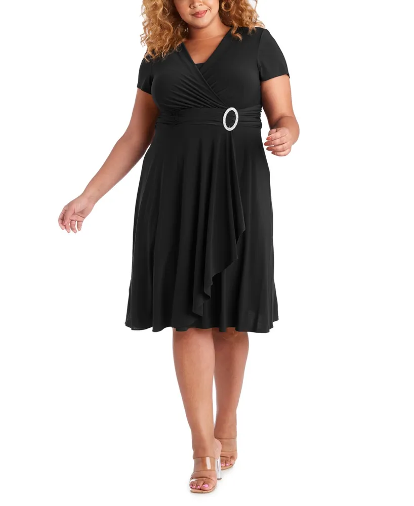 R & M Richards Plus Size Cascade Dress