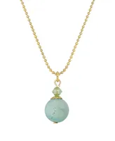 2028 Gold-Tone Semi Precious Turquoise Round Beaded Drop 18" Necklace