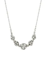 2028 Silver-Tone Graduated Crystal Fireball 16" Adjustable Necklace