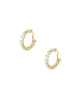Ettika Small Crystal and 18K Gold Warrior Hoop Women's Earrings
