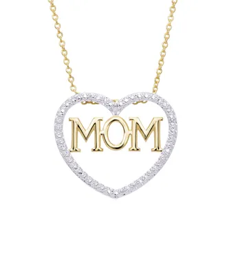 Macy's Diamond Accent Gold-plated Mom Heart Pendant Necklace