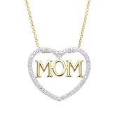 Macy's Diamond Accent Gold-plated Mom Heart Pendant Necklace