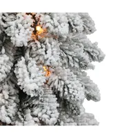 Puleo 6FT Pre-Lit Flocked Alpine Pencil Artificial Christmas Tree