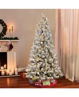 Puleo 6.5" Pre-Lit Flocked Virginia Pine Artificial Christmas Tree