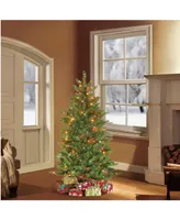 Puleo 4.5" Pre-Lit Slim Fraser Fir Artificial Christmas Tree