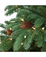 Puleo 7.5FT Pre-Lit Slim Montville Spruce Artificial Christmas Tree