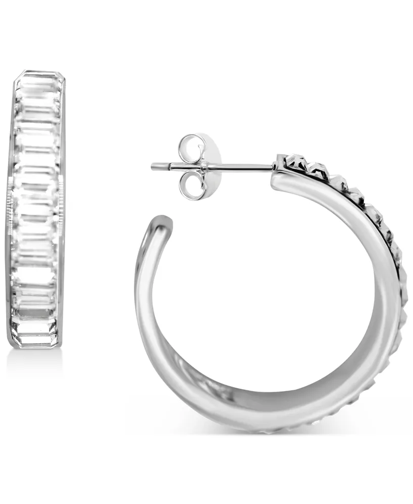 And Now This Crystal Baguette Small 1" Hoop Earrings