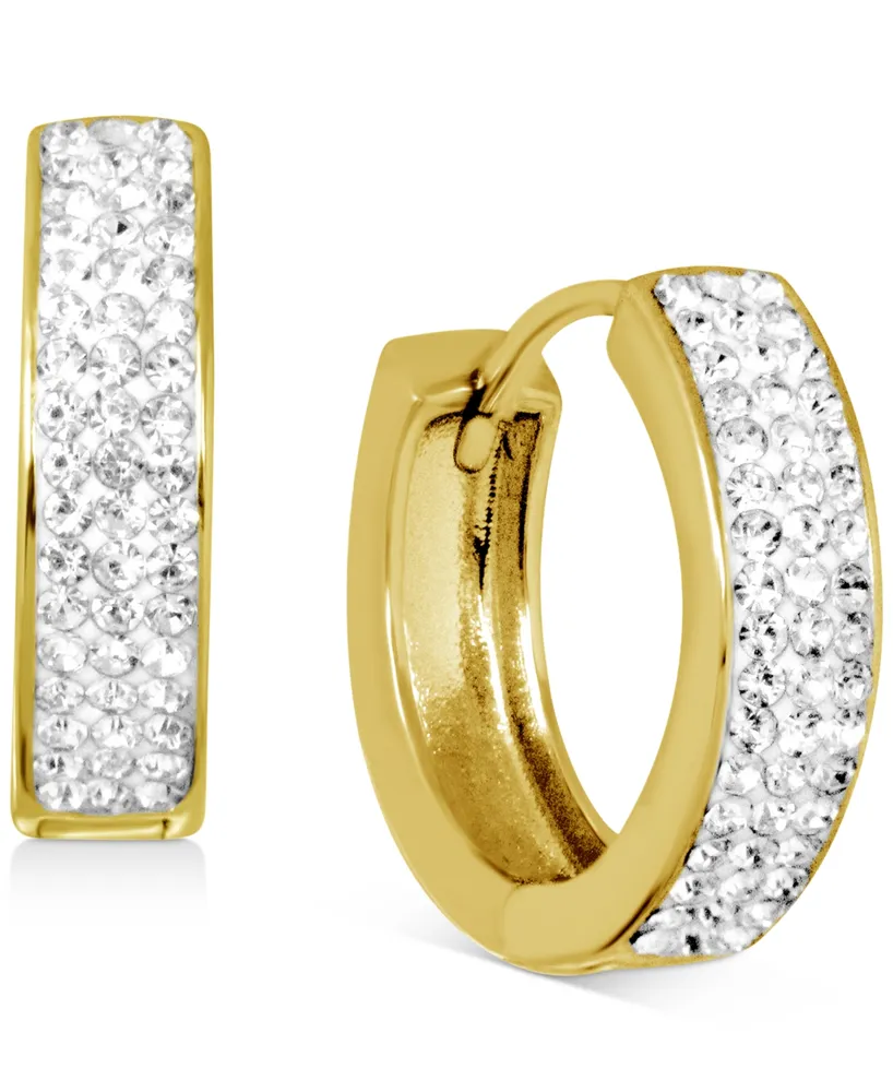 And Now This Crystal Pave Small Huggie Hoop Earrings in Gold-Plate, 0.71"