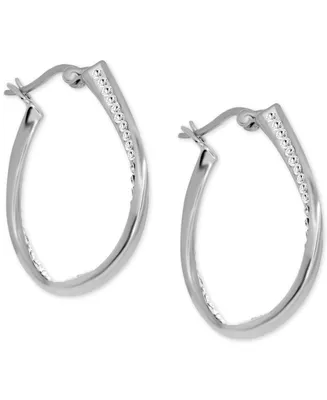Essentials Crystal Small Hoop Earrings in Silver-Plate, 1"