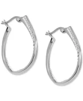 Essentials Crystal Small Hoop Earrings in Silver-Plate, 1"