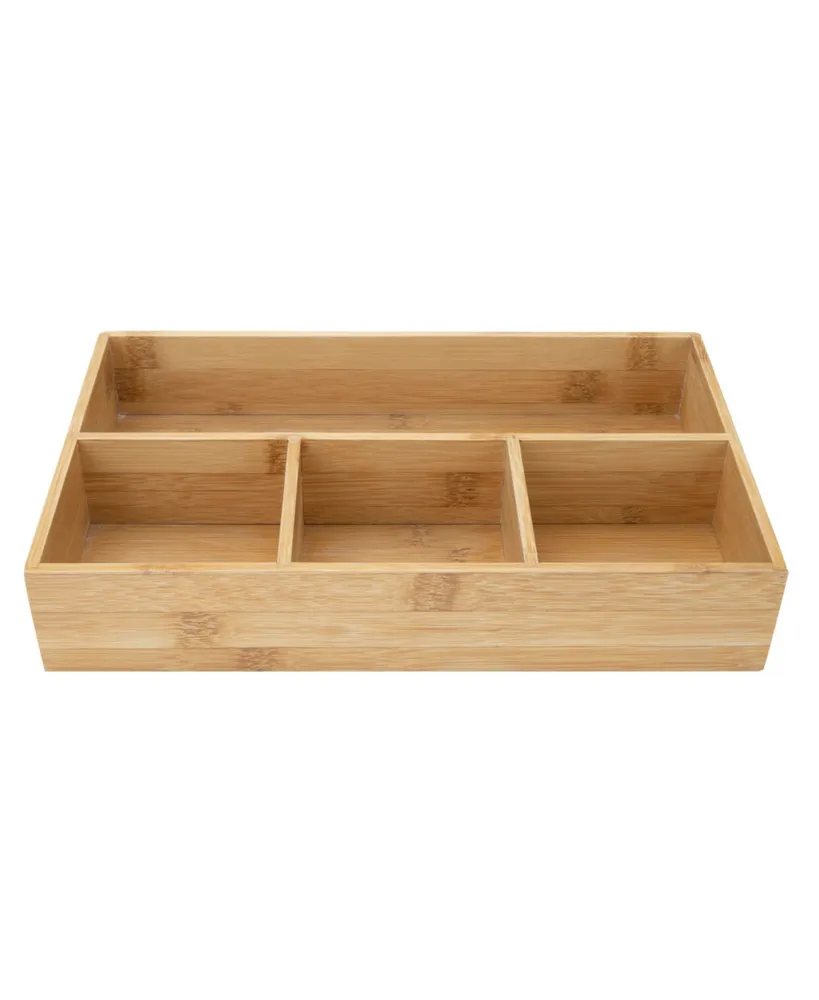 mDesign Bamboo Stackable Kitchen Drawer Organizer Tray, 4 Pack - Natural  Wood, 6 x 12 x 2