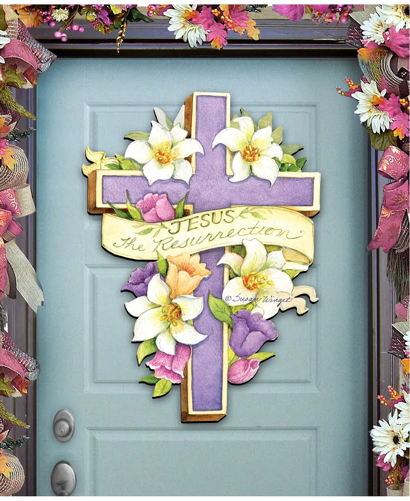 Designocracy by Susan Winget Easter Cross He is Risen Wall and Door Decor