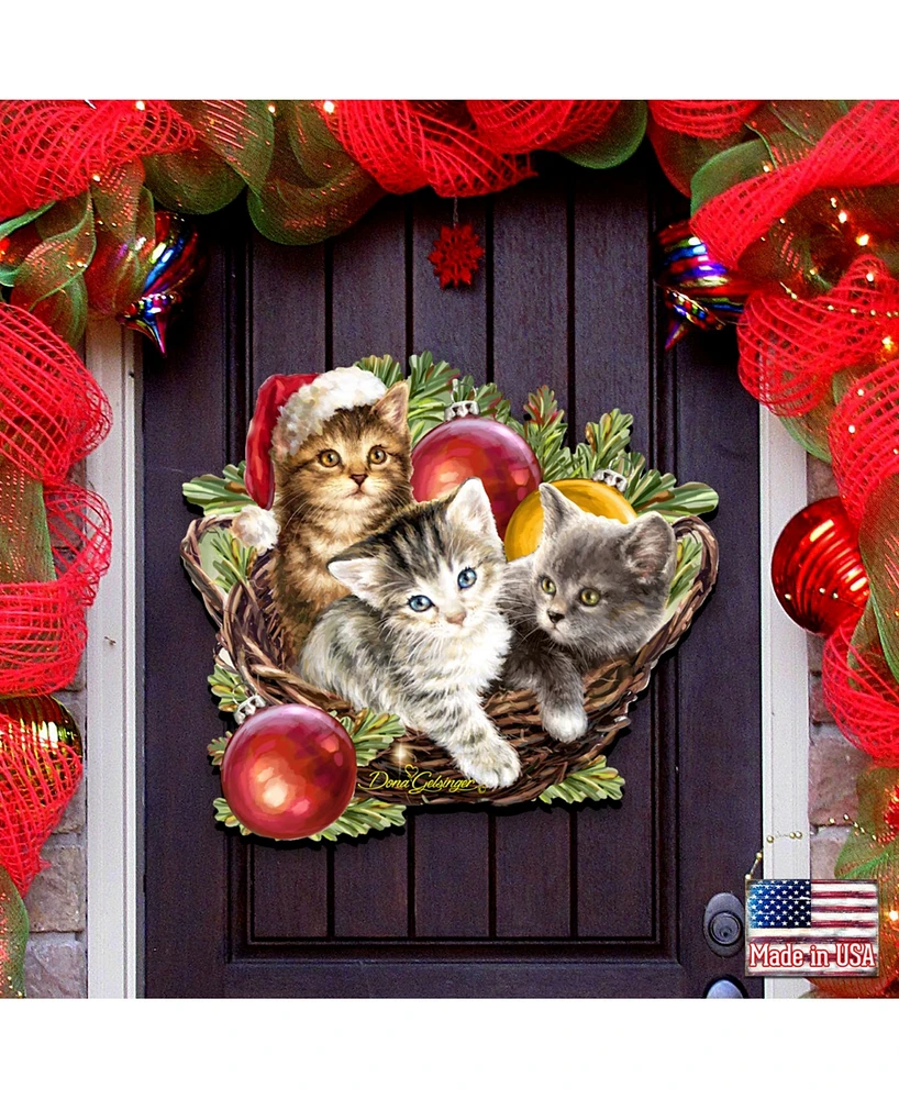 Designocracy by Dona Gelsinger Christmas Kittens Wall and Door Hanger