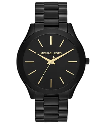 Michael Kors Unisex Slim Runway Black-Tone Stainless Steel Bracelet Watch 42mm