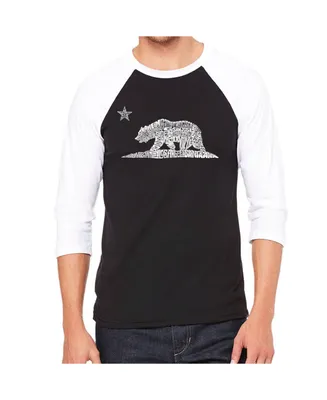 La Pop Art California Bear Men's Raglan Word T-shirt