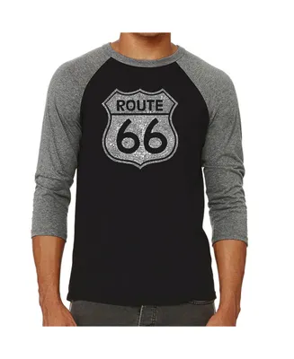 La Pop Art Route 66 Men's Raglan Word T-shirt