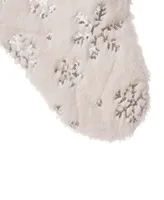Glitzhome Plush with Snowflake Christmas Stocking