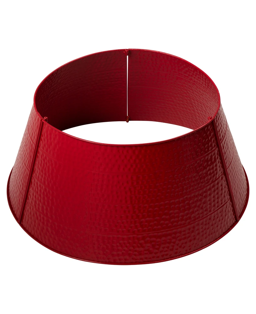 Glitzhome Red Hammered Metal Tree Collar