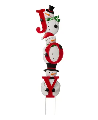 Glitzhome Metal Vertical Joy Snowman Yard Stake or Horizontal Snowmen Family Stake