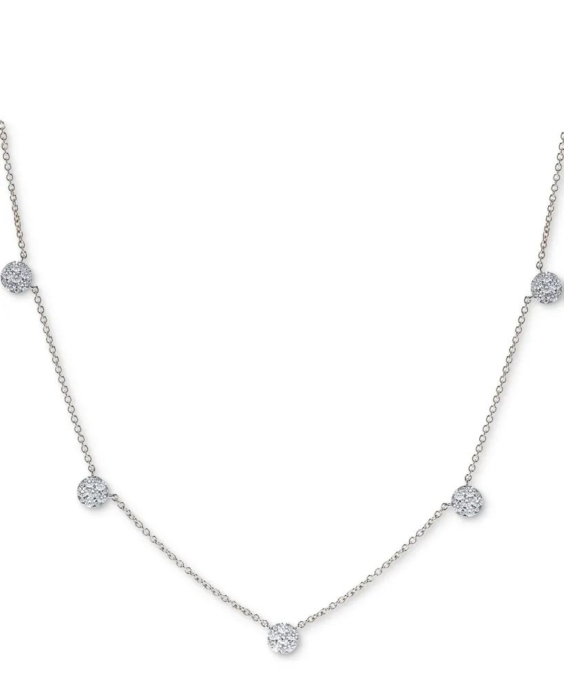 Diamond Dangle Cluster Statement Necklace (1 ct. t.w.) in 14k White Gold or 14k Two-Tone (14k Gold & 14k White Gold) 16" + 2" extender