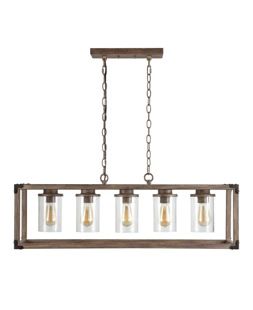 Jonathan Y Zeniba 5-Light Linear Adjustable Rustic Farmhouse Led Pendant