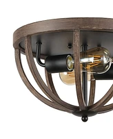 Jonathan Y Darlene 2-Light Rustic Farmhouse Led Flush Mount