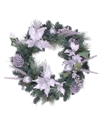 Northlight Poinsettia and Pinecone Artificial Christmas Wreath-Unlit, 24"