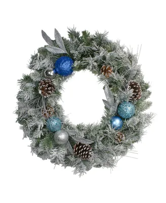 Northlight Flocked Pine with Ornaments Artificial Christmas Wreath-Unlit