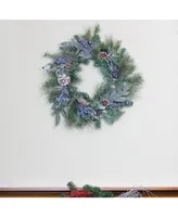 Northlight Unlit Mixed Pine and Blueberries Artificial Christmas Wreath