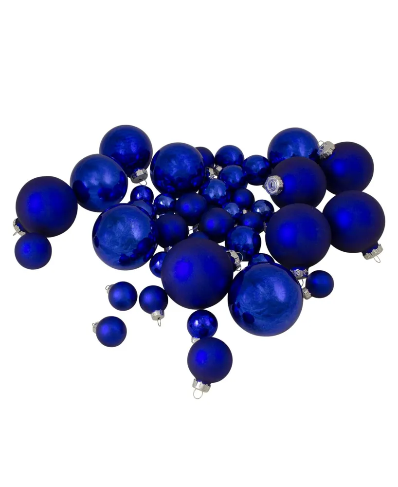 Northlight 40 Count Shiny and Matte Royal and Glass Ball Christmas Ornaments