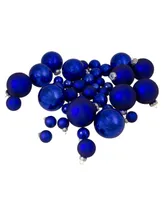 Northlight 40 Count Shiny and Matte Royal and Glass Ball Christmas Ornaments