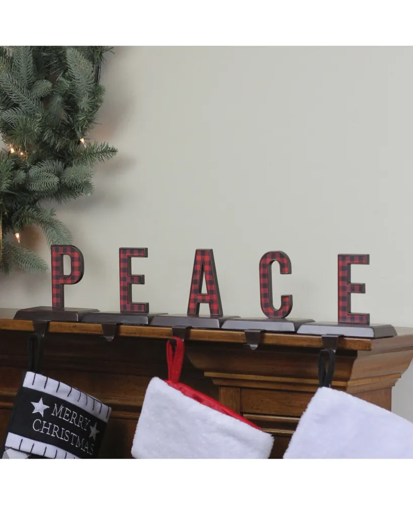 Northlight Buffalo Plaid Peace Christmas Stocking Holder