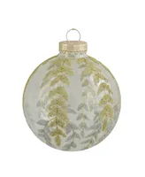 Northlight 4 Count Glitter Leaves Glass Christmas Ball Ornament