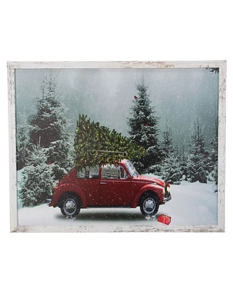 Northlight Distressed Frame Vintage-Like Vw Car Led Lighted Christmas Canvas