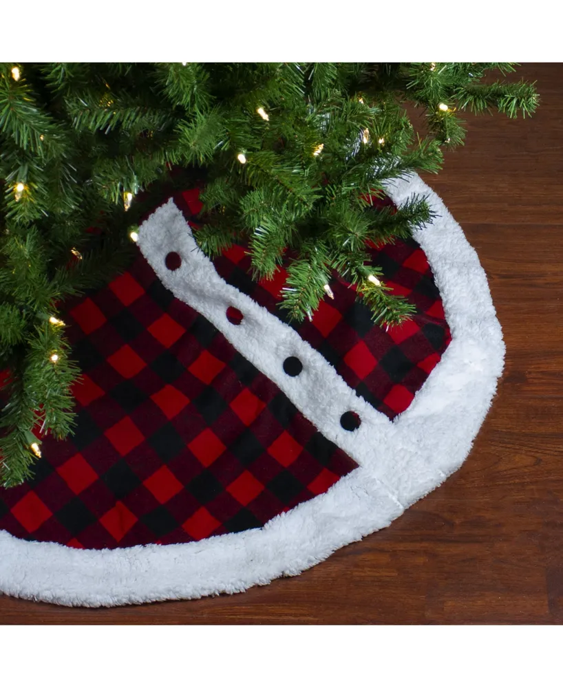 Northlight Buttoned Buffalo Plaid Christmas Tree Skirt