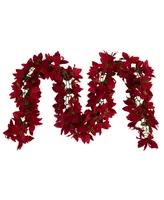 Northlight Unlit Artificial Poinsettia Floral Christmas Garland