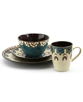 Elama Clay Heart 16 Piece Luxurious Stoneware Dinnerware Set